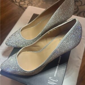 INC International Concepts Women's Sparkling Silver Heels
